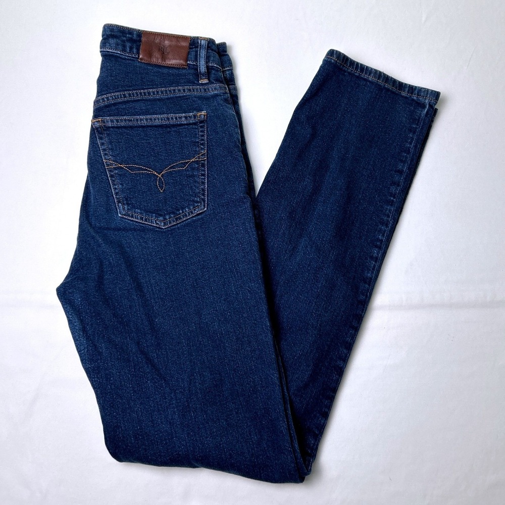 Lauren Ralph Lauren Womens High Rise Straight Leg Jeans Size 6 Dark Wash Blue